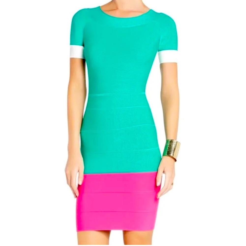 BCBG Maxazaria Pink Green Bodycon Dress